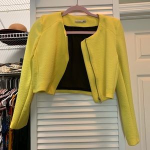 Yellow Mini Zip Blazer Jacket